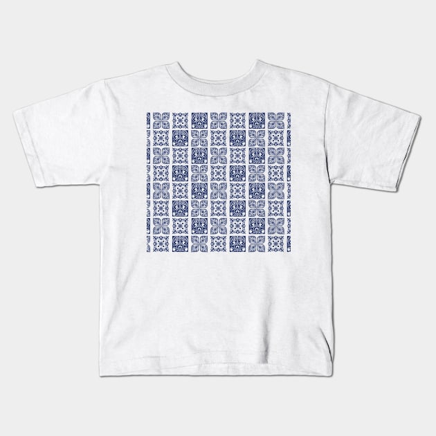 Blue tile pattern Kids T-Shirt by SamridhiVerma18